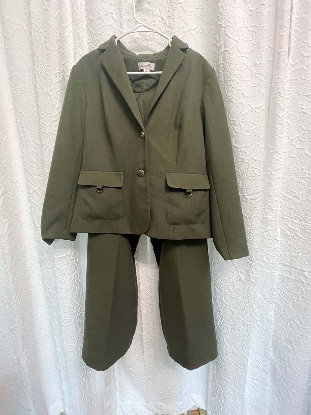 Isabella Petite Pant Suit Size 14 Olive Green Blazer Pants